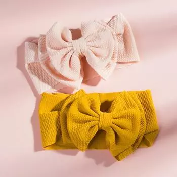 Детские аксессуары для волос с двойным бантом, повязки на голову для маленьких девочек, бантики для волос принцессы для новорожденных, детский тюрбан