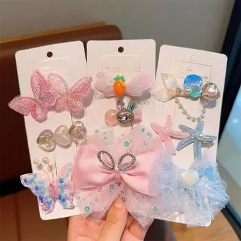 Детские аксессуары для волос в виде русалки, головной убор с карточкой для волос Ice Snow, боковой зажим, заколка для волос принцессы, головной убор, детские аксессуары для волос 1set