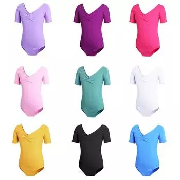 Детские балетные костюмы для девочек, танцевальная одежда с коротким рукавом, открытый шаговый шов, цельные костюмы для выступлений 120