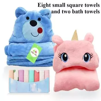 Детские банные полотенца с капюшоном, 8 шт. Мягкие детские полотенца для лица, мягкий хлопковый детский халат, милый мультяшный медведь, одеяло с кондиционером