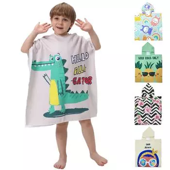 Детские банные полотенца, шапки, накидки, пляжные халаты, накидки из микрофибры с рисунками из мультфильмов 60*60