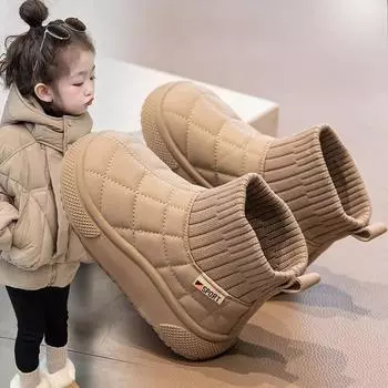 Детские бархатные хлопковые туфли, зимние новые стильные носки для девочек, ботинки, хлопковые ботинки для мальчиков 30 хаки