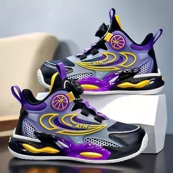 Детские баскетбольные кроссовки 2025 осень дышащие кроссовки для мальчиков ультралегкие нескользящие трендовые мягкие подошвы обувь для детей среднего и старшего возраста Foot length + 1CM select inner length