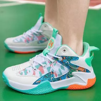 Детские баскетбольные кроссовки для мальчиков, профессиональные, тренировочные, дышащие, противоскользящие, износостойкие, амортизирующие, студенческие, спортивные 36