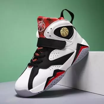 Детские баскетбольные кроссовки, кожаные водонепроницаемые кроссовки для мальчиков, осенне-зимние детские уличные кроссовки среднего и большого размера 30 красный