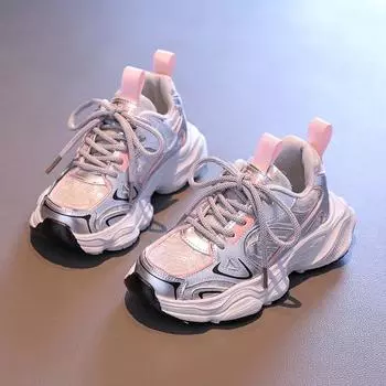 Детские баскетбольные кроссовки, массивные детские кроссовки для девочек, весна-осень, модные кроссовки с блестками, повседневные, школьные, универсальные, для бега 27 чёрный