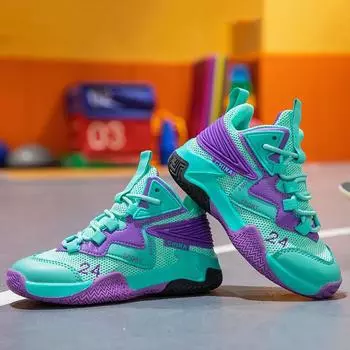 Детские баскетбольные кроссовки осень-зима новая корейская версия спортивной обуви для мальчиков дышащие кроссовки для больших мальчиков для детей 28 синий