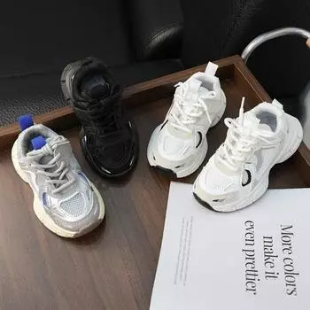 Детские баскетбольные кроссовки Простые универсальные спортивные кроссовки для мальчиков Модные весенне-осенние нескользящие детские повседневные школьные кроссовки для девочек 21 чёрный