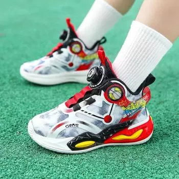 Детские баскетбольные кроссовки, спортивные кроссовки, противоскользящие и износостойкие кроссовки с вращающейся пряжкой. 31