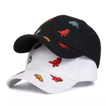 Детские бейсболки из хлопка с вышивкой в виде разноцветных динозавров для мальчиков и девочек, для путешествий на открытом воздухе, для отдыха, спорта, гольфа, солнцезащитные кепки чёрный