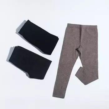 Детские бесшовные кашемировые леггинсы - теплые зимние шерстяные штаны для мальчиков и девочек 100 cm чёрный