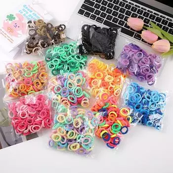 Детские бесшовные резинки для волос — сверхпрочные, не тянущие, безопасные для волос аксессуары для волос с кольцами для больших пальцев. OPP bag зелёный