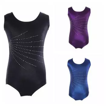 Детские блестящие балетные гимнастические трико для девочек, обтягивающий комбинезон, танцевальная одежда 6 чёрный