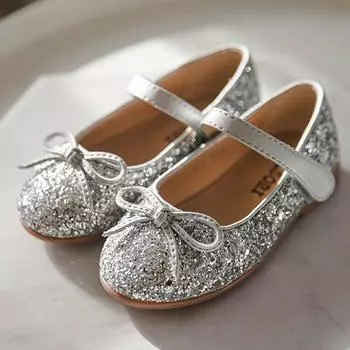 Детские блестящие туфли на плоской подошве для девочек Baby Jam, серебристый-Y12 130