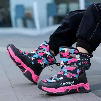 Детские большие хлопковые ботинки, повседневные хлопковые ботинки 31