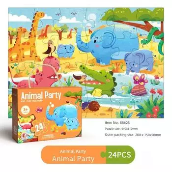 Детские большие игрушки-пазлы, подарки на день рождения для детского сада, подарок из рук, пазл для раннего развития ребенка 3-4-5-2 до 6 лет 24 Pieces of Animal Party