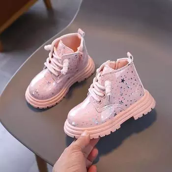 Детские ботильоны на платформе, весна-осень, глянцевые короткие сапоги для девочек, модные повседневные детские кожаные сапоги принцессы с толстой подошвой 21 белый