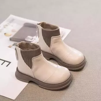 Детские ботинки для девочек, модные детские повседневные ботинки с толстой подошвой, простые детские кожаные ботинки для школы, нескользящие 26 чёрный