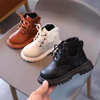 Детские ботинки для девочек, осенне-зимние, универсальные, для мальчиков, зимние, модные, повседневные, детские, нескользящие, школьные, ботильоны, боковая молния 22 белый