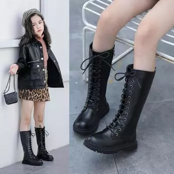 Детские ботинки для мальчиков и девочек, зимняя теплая детская обувь в стиле ретро для малышей, длинные пинетки 27 чёрный