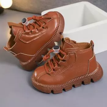 Детские ботинки для мальчиков, классические простые ботильоны для девочек, модные универсальные повседневные детские прогулочные короткие ботинки из матового полиуретана, нескользящие 21 бежевый