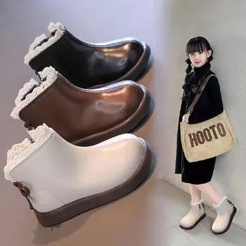 Детские ботинки Martin, импортные новые детские ботинки принцессы с мягкой подошвой, корейская версия, нескользящие повседневные ботинки для детей среднего и старшего возраста 23 коричневый