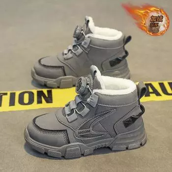 Детские ботинки Martin из хлопка утолщенные короткие ботинки для мальчиков зимние теплые бархатные зимние ботинки большие хлопковые одноклассницы для девочек 28 хаки