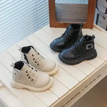 Детские ботинки Martin осень и зима новые одноклассники корейская версия детские ботинки для девочек повседневные короткие ботинки для девочек прилив 21 бежевый