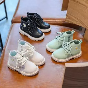 Детские ботинки martin с мартиниками, осенняя обувь, непромокаемые нескользящие ботильоны для мальчиков и девочек, детские кожаные модные ботинки 25 бежевый