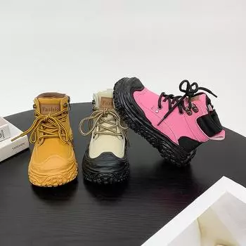 Детские ботинки, осень 2023, желтые сапоги для улицы для мальчиков, одинарные сапоги для девочек 26