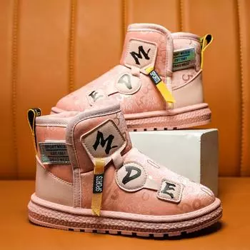 Детские ботинки, осенне-зимние новые детские ботинки, детские корейские полусапожки, британские ботинки для детей, зимние сапоги для девочек 27 чёрный