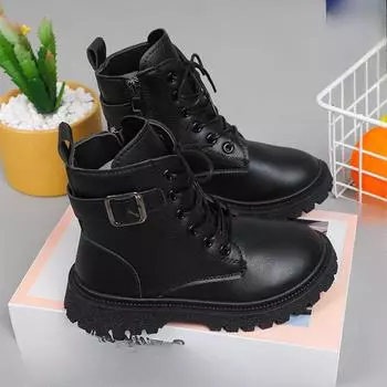 детские ботинки, осенние добавлены флисовые туфли 27 чёрный