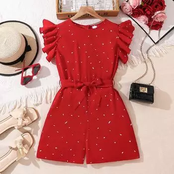 Детские брюки 7-14 лет, новый летний костюм для детей среднего и большого возраста, модный комбинезон с короткими рукавами и лацканами 130cm/8Y зелёный