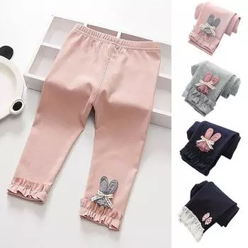Детские брюки для маленьких девочек, милые длинные брюки, детские эластичные брюки M/7 розовый