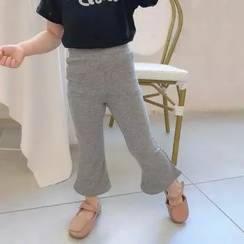 Детские брюки-клеш для девочек Узкие брюки Детские леггинсы Весна Осень Тонкие брюки-клеш Детские облегающие брюки 90 серый