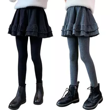 Детские брюки-кюлоты для девочек, теплые леггинсы, цельная брюки, юбка 120