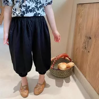 Детские брюки, повседневные брюки с эластичной резинкой на талии для девочек 11