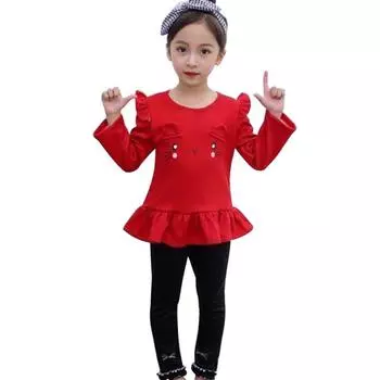 Детские брюки с длинными рукавами и милым котом, комплект из двух предметов 120