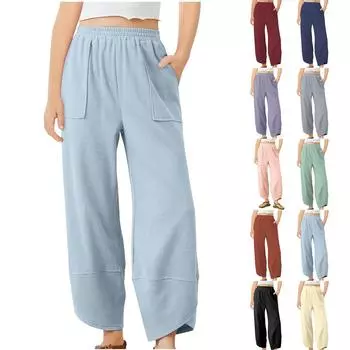 Детские брюки с высокой талией, свободный крой, укороченные брюки с перекрестным подолом 110 бежевый