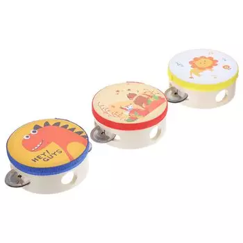 Детские бубны Lurrose, Перкуссионные инструменты с мультяшным дизайном, 4-дюймовая игрушка для мальчиков и девочек, Музыкальное образование для возраста 1+, для дома и вечеринок,