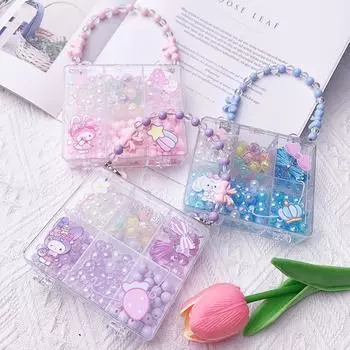 Детские бусины своими руками, детский сад, материал для рукоделия, сумка, ожерелье, браслет, бижутерия, бусины, девочка, головоломка, подарок розовый