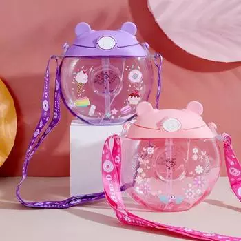 Детские бутылки для воды, герметичные силиконовые бутылки без BPA, креативные пластиковые бутылки для воды для напитков, уличные розовый