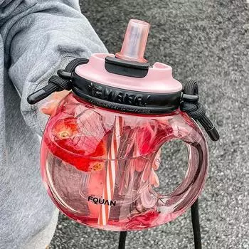 Детские бутылки для воды с соломинкой для девочек, 820 мл, большая емкость, милая детская бутылка с рисунком Kawaii для школьников, школьных путешествий 820ml