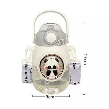 Детские бутылки для воды с соломинкой для девочек, 820 мл, большая емкость, милая детская бутылка с рисунком Kawaii для школьников, школьных путешествий 820ml коричневый