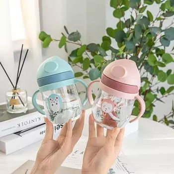 Детские чашки с трубочкой для питья воды, детские поильники с ручкой для кормления малышей розовый
