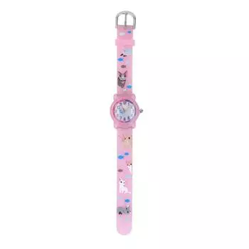 Детские часы 3D с милым мультяшным ремешком с котенком, водонепроницаемые, для малышей, девочек и мальчиков, подарок на день рождения для детей старше 3 лет розовый