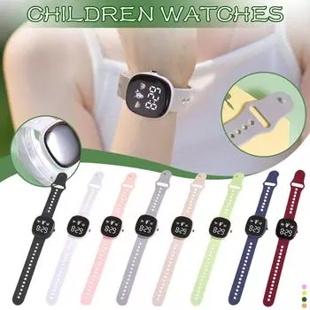 Детские часы, подходящие для студенческих уличных электронных часов, экран часов, время отображения месяца One Size синий