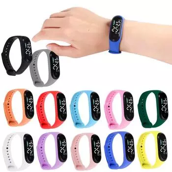 Детские часы, подходящие для студенческих уличных электронных часов, время отображения экрана часов One Size чёрный