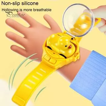 Детские часы с дистанционным управлением, автомобиль с USB-зарядкой, регулируемый ремешок, 2,4 ГГц, радиоуправляемая мини-утка, гоночный автомобиль, игрушка на запястье со светодиодной подсветкой, подарок для малышей, мальчиков и девочек A