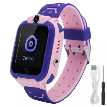 Детские часы SOS для телефона с использованием SIM-карты IP67 водонепроницаемый подарок для девочек и мальчиков подарок розовый
